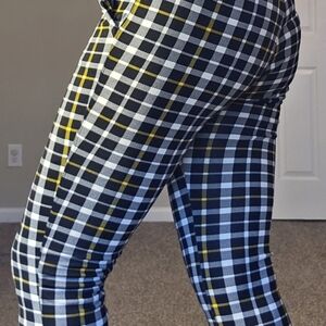 Shosho Plaid High Waisted Skinny Pants Size S Black White Yellow